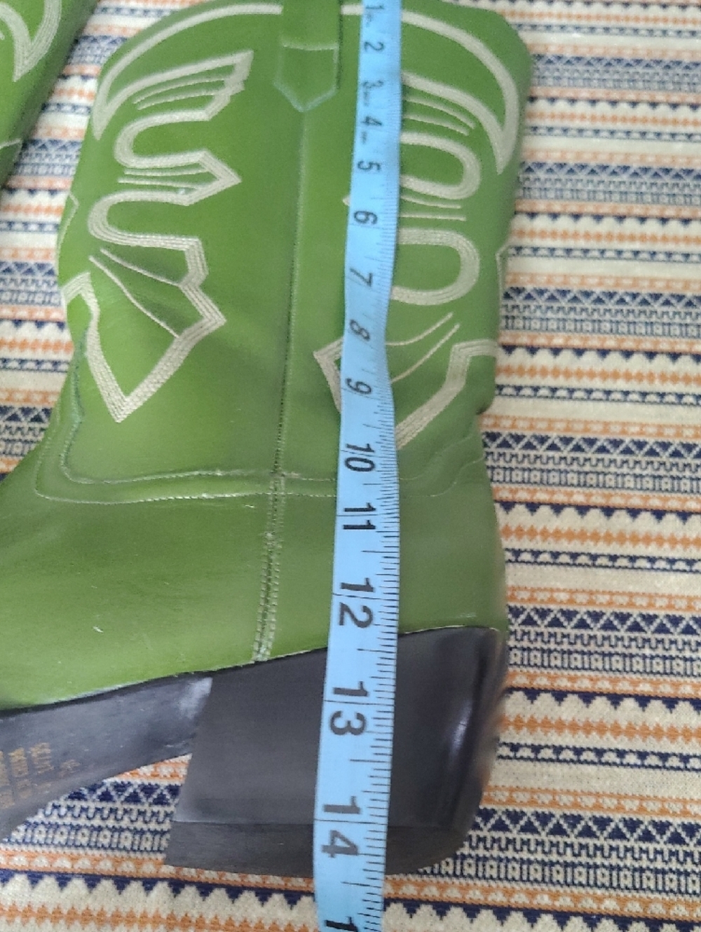 Y2K Newport News Olive Green Western Cowboy Boots Contrast Stitch Mid Calf 7.5 - Picture 10 of 11